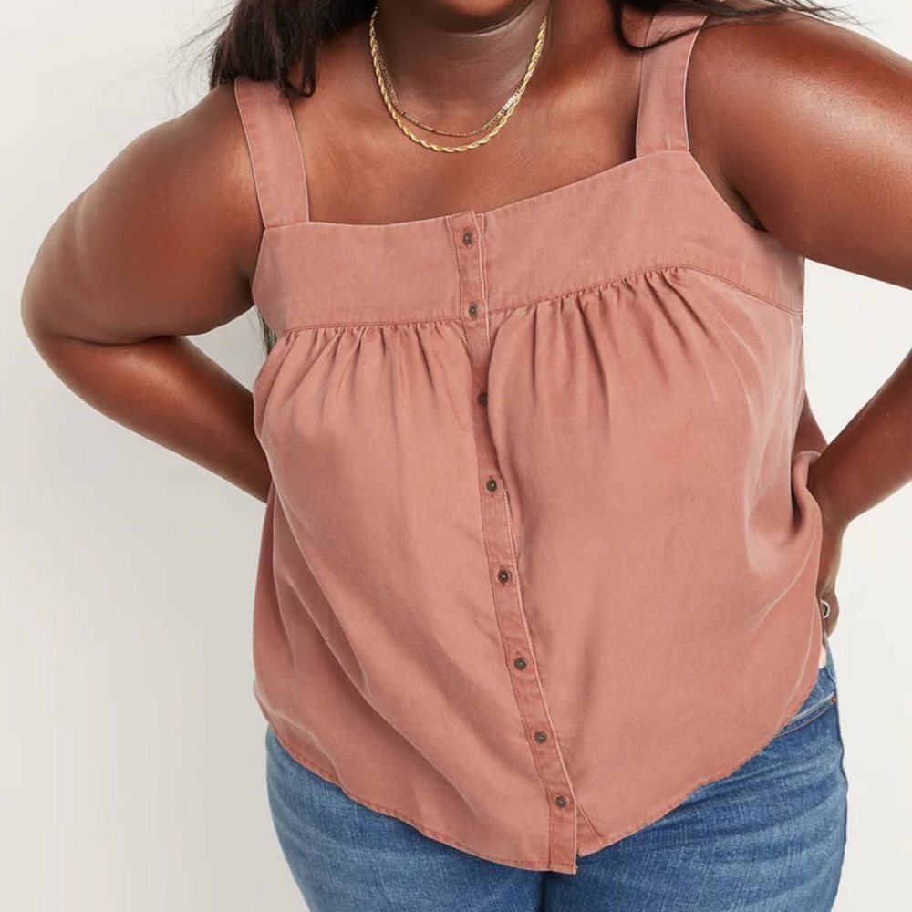 Old Navy Dusty Rose Buttoned Bohemian Flowy Tank Top